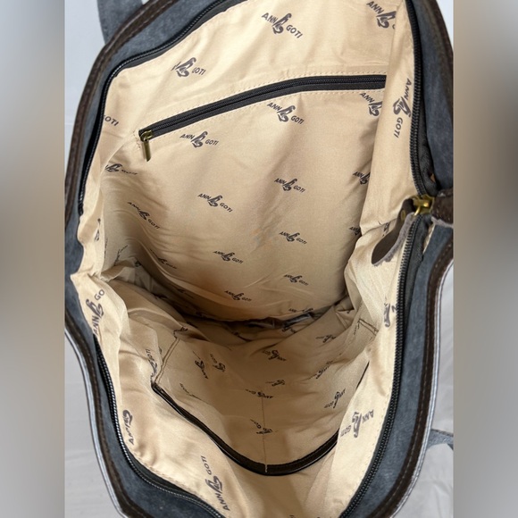 Anngoti Aztec Canvas Leather Tote Bag Western Boho Tapestry NWT - Picture 4 of 9